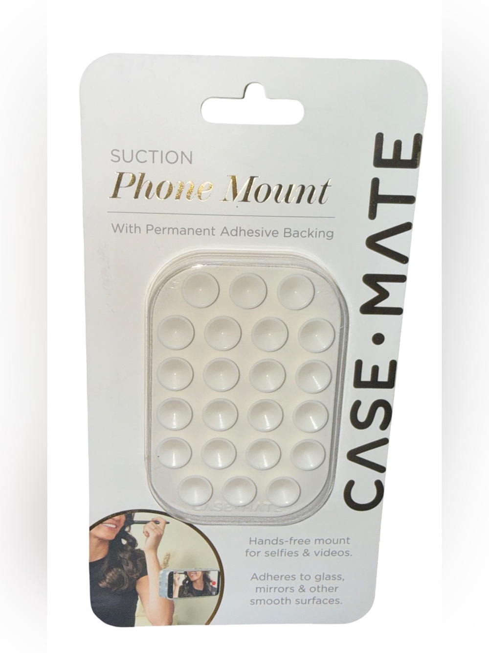Case Mate Suction Phone Mount Permanent Adhesive Backing
New In Pack
White/Cream